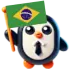 Penguin holding a Brazilian flag.