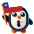 Penguin holding a Chilelian flag.