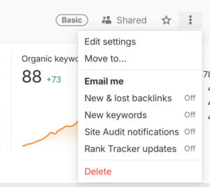 delete a project in ahrefs