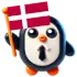 Penguin holding a Danish flag.