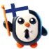 Penguin holding a Finish flag.