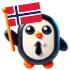 Penguin holding a Norwegian flag.